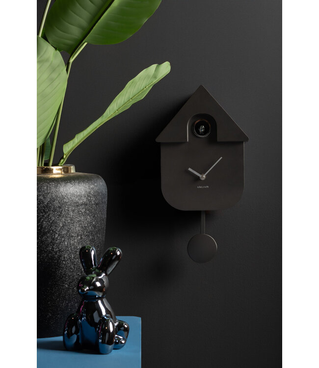 Karlsson wandklok Modern Cuckoo Metallic Dark Grey