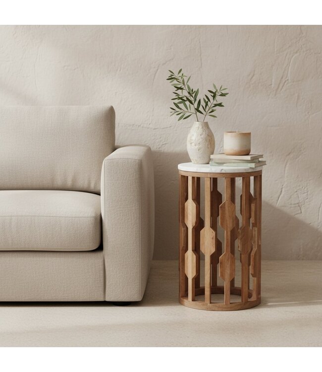 Raw Materials bijzettafel Atjeh marmer wit