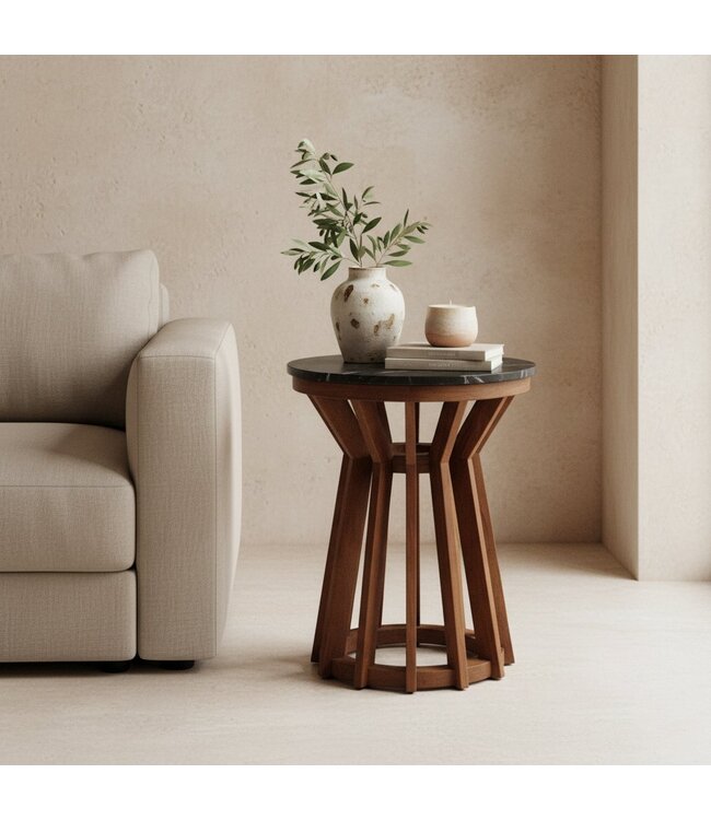 Raw Materials bijzettafel Sabah marmer zwart