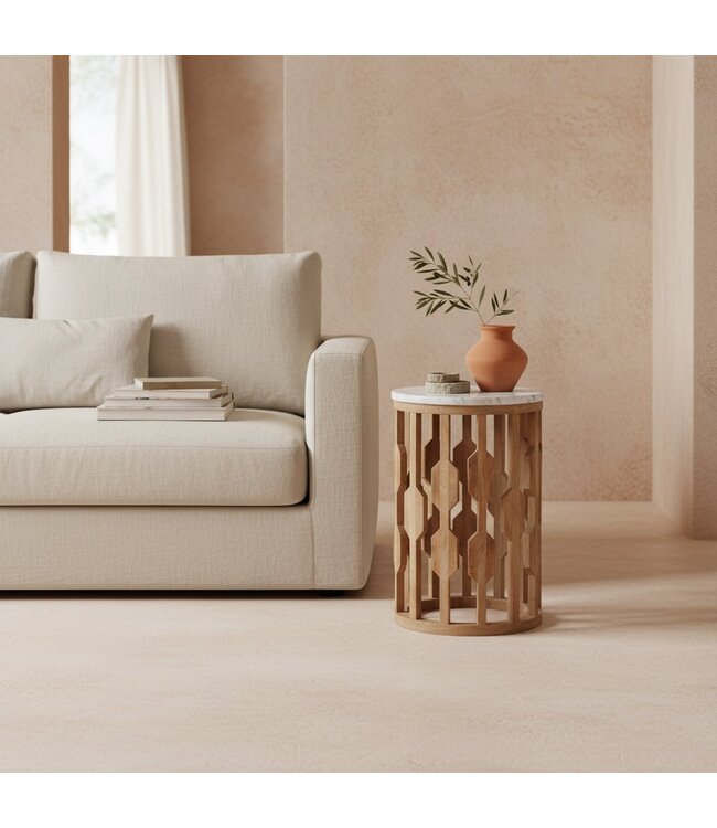 Raw Materials bijzettafel Atjeh marmer wit