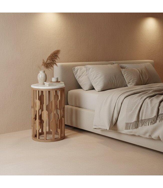 Raw Materials bijzettafel Atjeh marmer wit