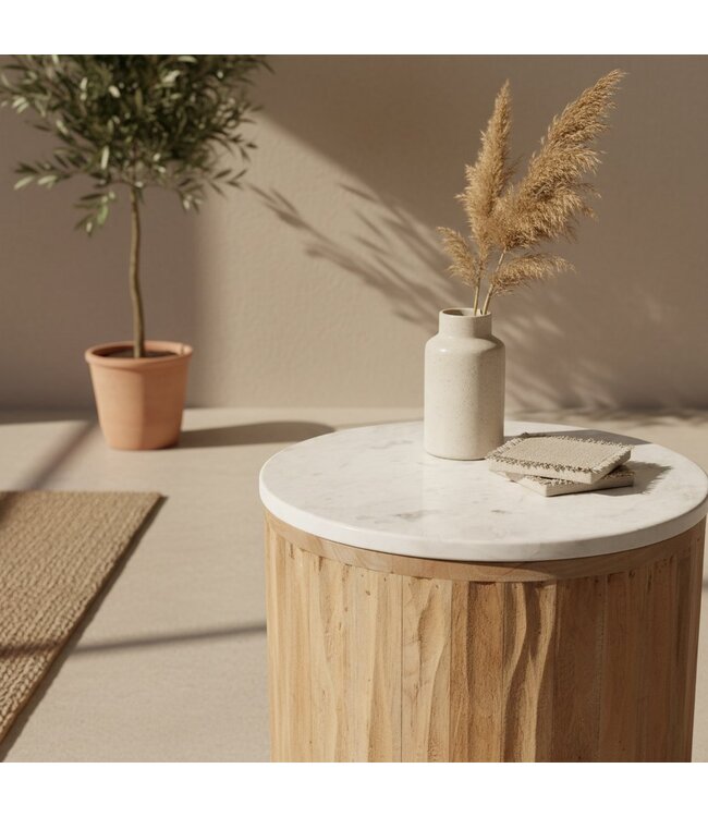 Raw Materials  bijzettafel Malakka marmer wit