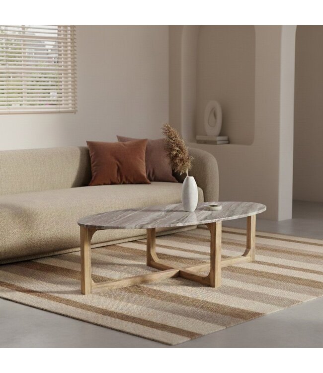 Raw Materials  Ovale marmeren salontafel - Fantasy bruin