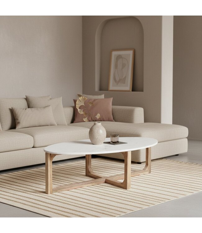Raw Materials Ovale marmeren salontafel - Wit