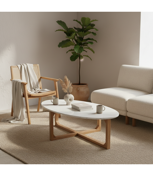 Raw Materials Ovale marmeren salontafel - Wit