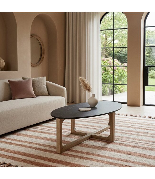 Raw Materials Ovale marmeren salontafel - zwart