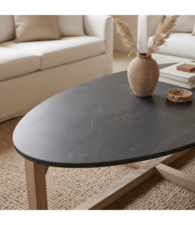 Raw Materials Ovale marmeren salontafel - zwart