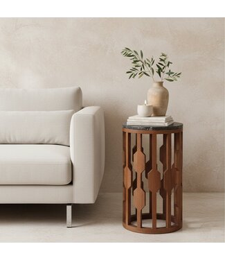 Lampung bijzettafel marmer zwart - 40x40x50 cm