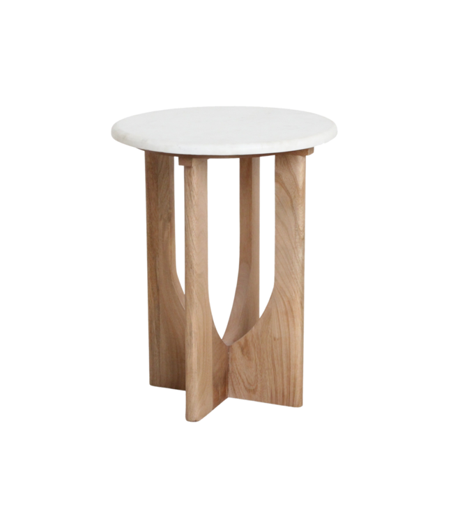 Kuching bijzettafel marmer wit - 30x30x50 cm