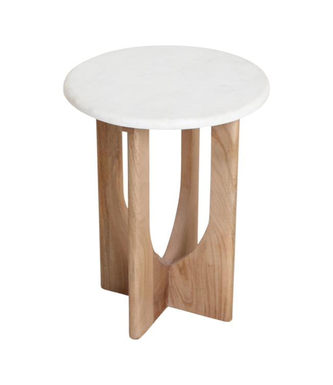 Kuching bijzettafel marmer wit - 30x30x50 cm