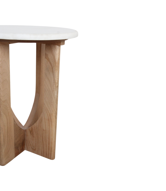 Kuching bijzettafel marmer wit - 30x30x50 cm
