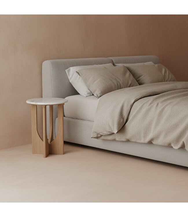 Kuching bijzettafel marmer wit - 30x30x50 cm