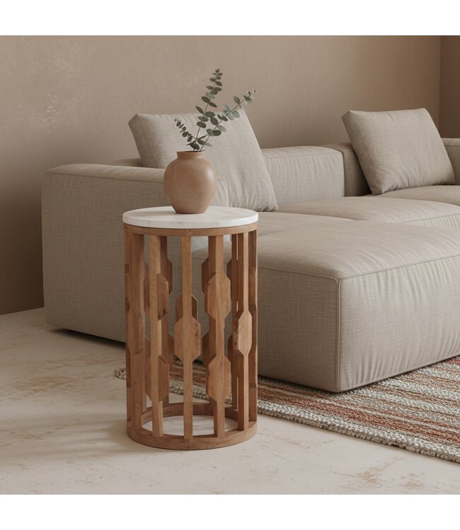 Raw Materials bijzettafel Atjeh marmer wit