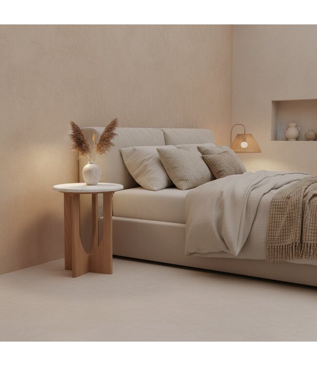 Kuching marmeren bijzettafel - wit 30x30x50 cm