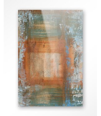 Urban Cotton Glasschilderij Blue Ocker Abstract 1