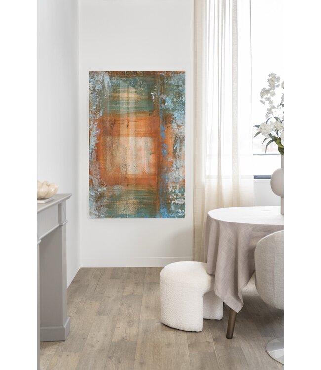 Urban Cotton glasschilderij Blue Ocker Abstract 1