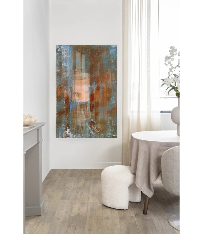Urban Cotton glasschilderij Blue Ocker Abstract 2