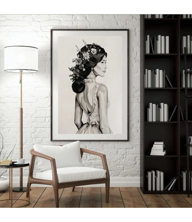 Urban Cotton wandkleed Lady With Blossom