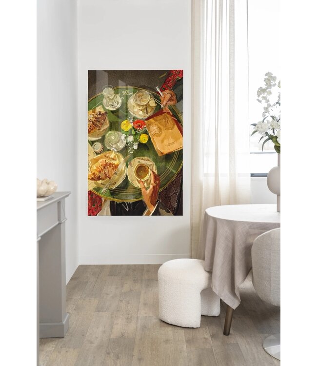 Urban Cotton glasschilderij Croissants At Cafe de Flore