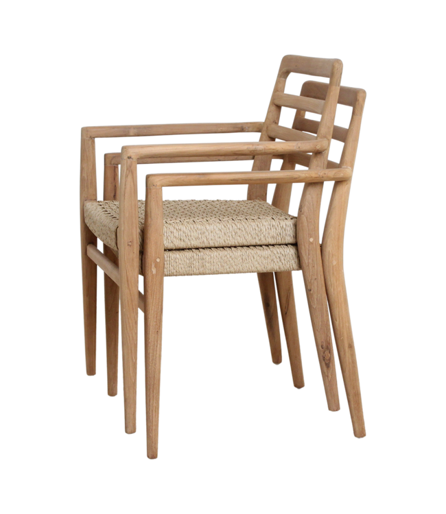 Raw Materials Verano teak tuinstoel met armleuning - Naturel (set van 2)