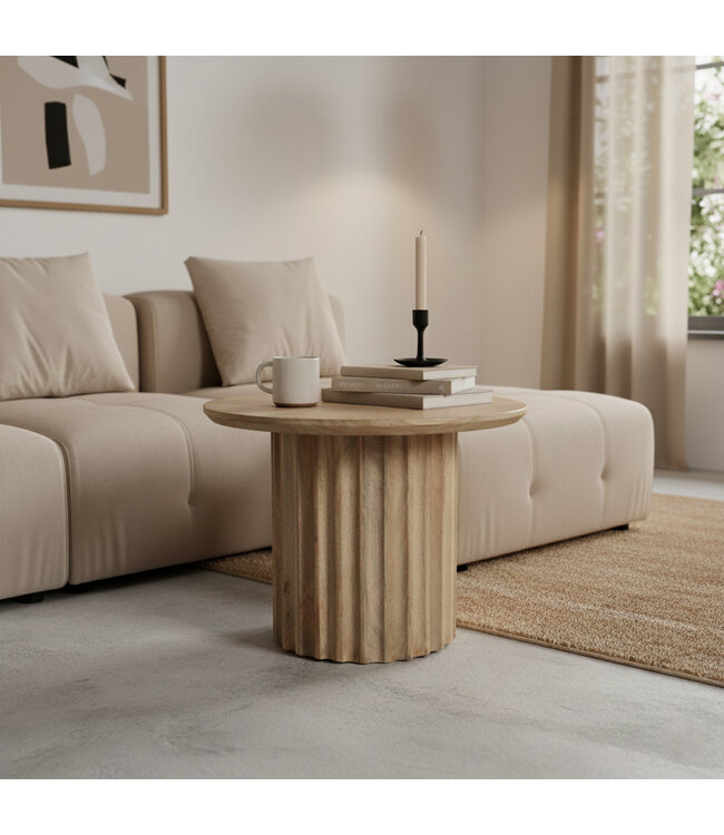Raw Materials bijzettafel Bullnose reversed naturel Ø 55 cm