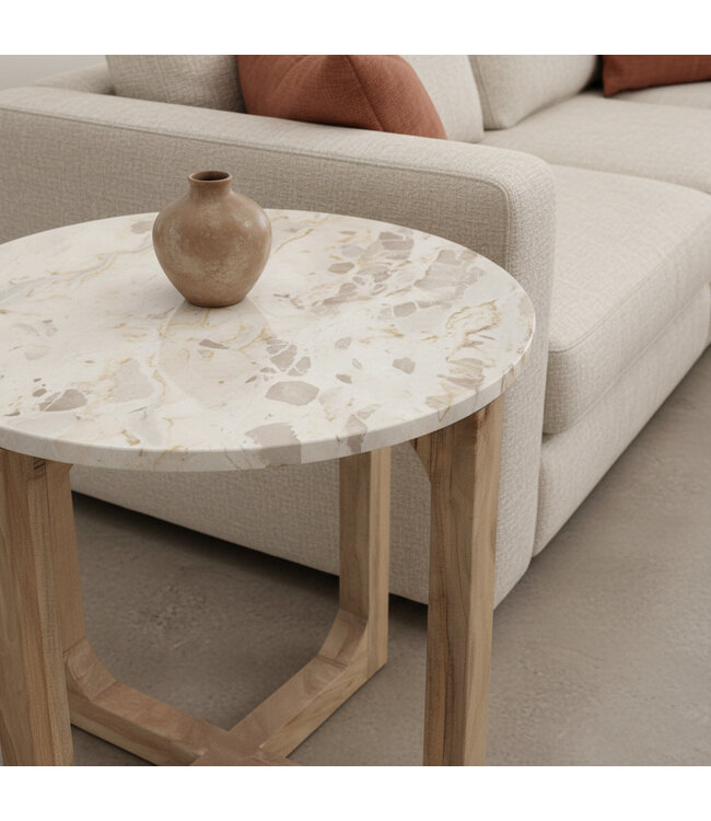 Raw Materials Marmeren bijzettafel Créme ø50 cm
