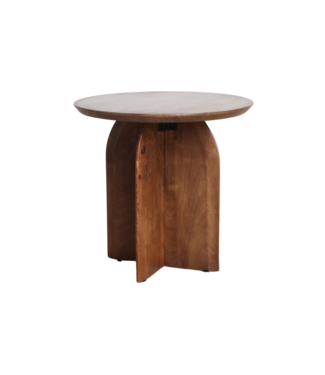 Raw Materials Bullnose mangohouten bijzettafel cross Ø 50 cm