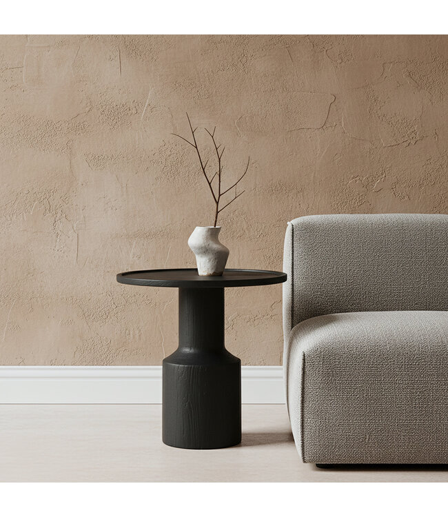 Raw Materials Nero teakhouten bijzettafel Midnight - zwart
