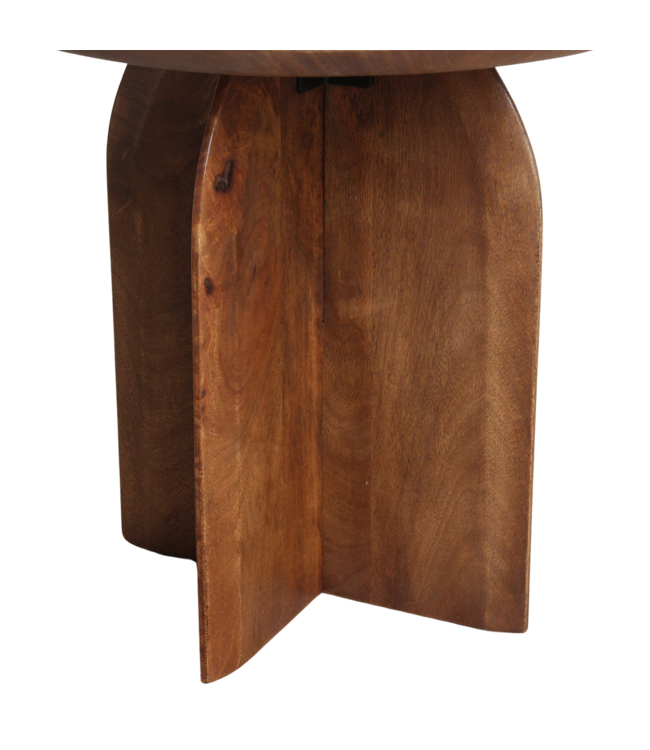 Bullnose mangohouten bijzettafel cross Ø 50 cm