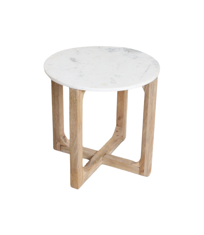 Raw Materials Marmeren bijzettafel rond - wit - ø50 cm