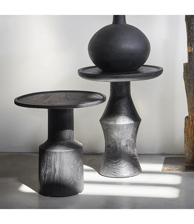 Raw Materials Nero teakhouten bijzettafel Midnight - zwart