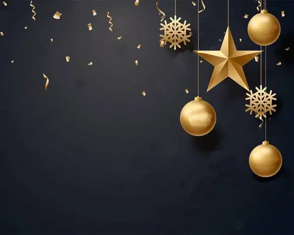 Weihnachts-Tischset Vinyl | Weihnachtskugeln Schwarz Gold