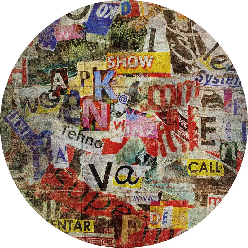 Tapis vinyle rond | Collage vintage