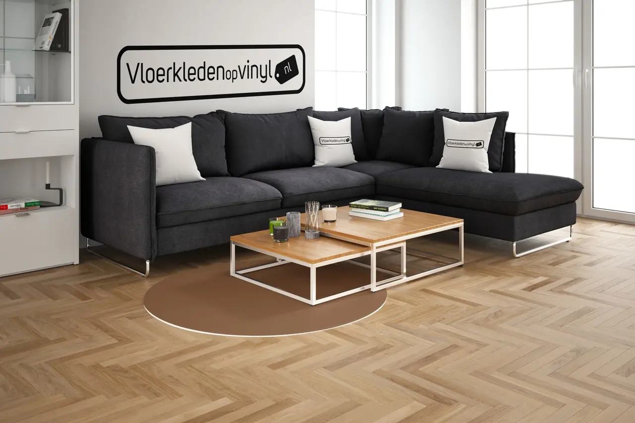 floorevents.com UNI tablecloth vinyl round | Brown