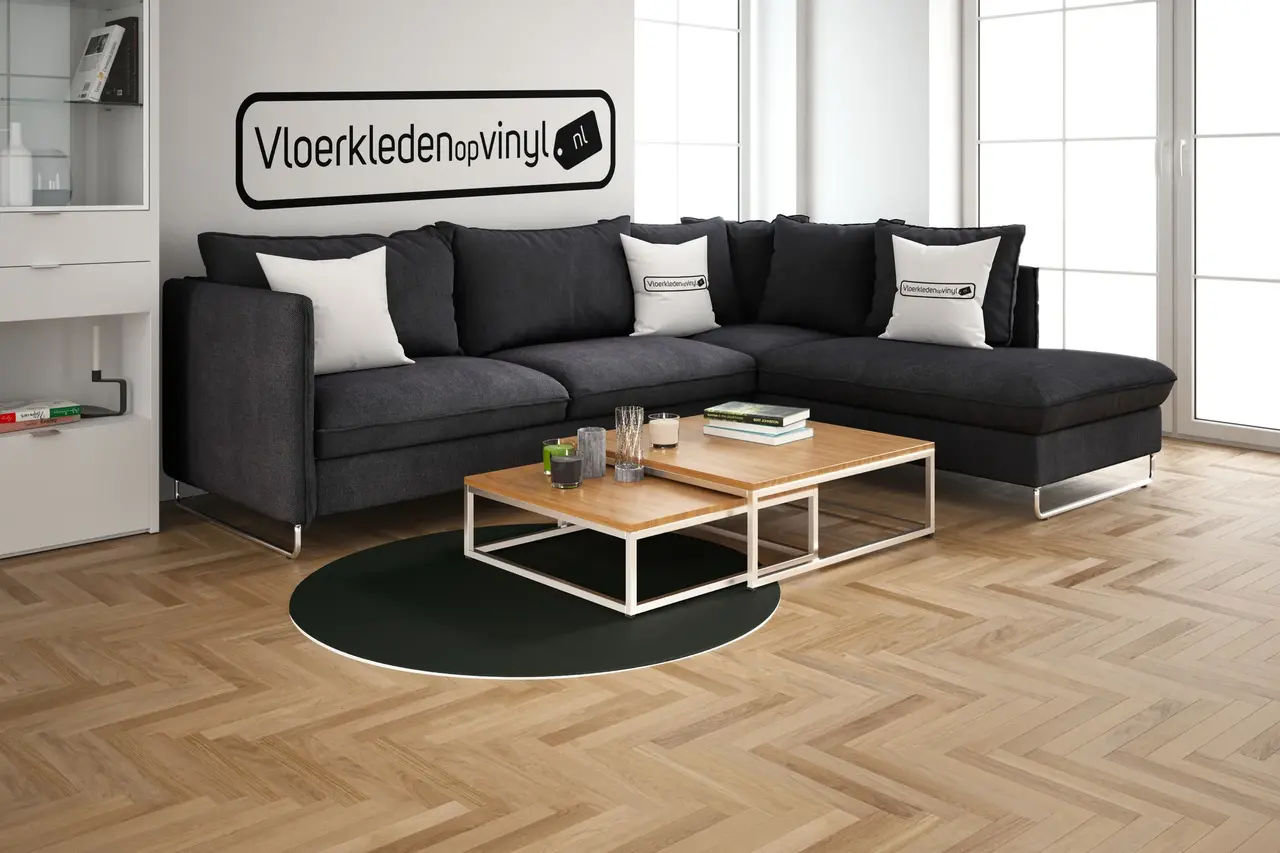 UNI Vinyl Teppich rund | Schwarz UNI Vinyl Teppich rund | Schwarz