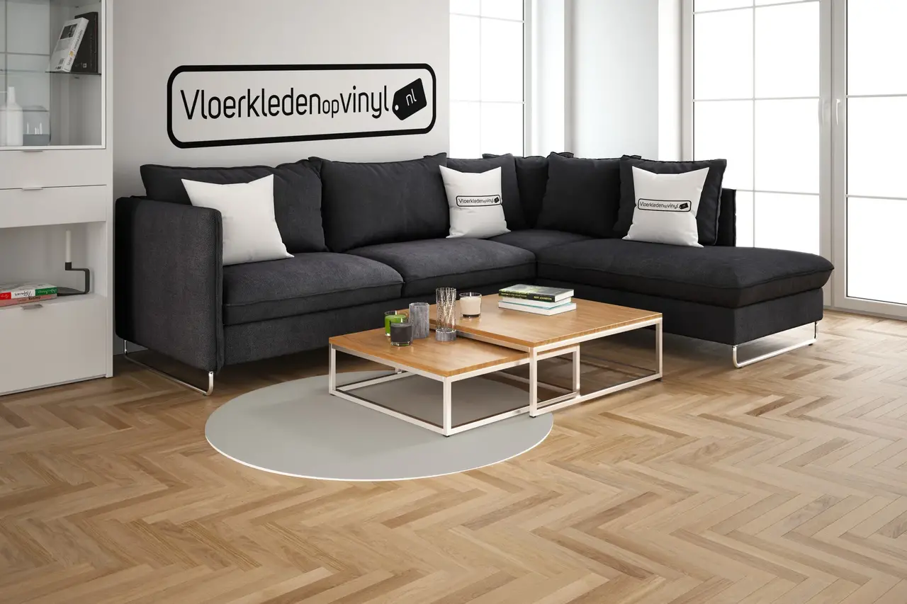 floorevents.com UNI vinyl rug round | Light Grey