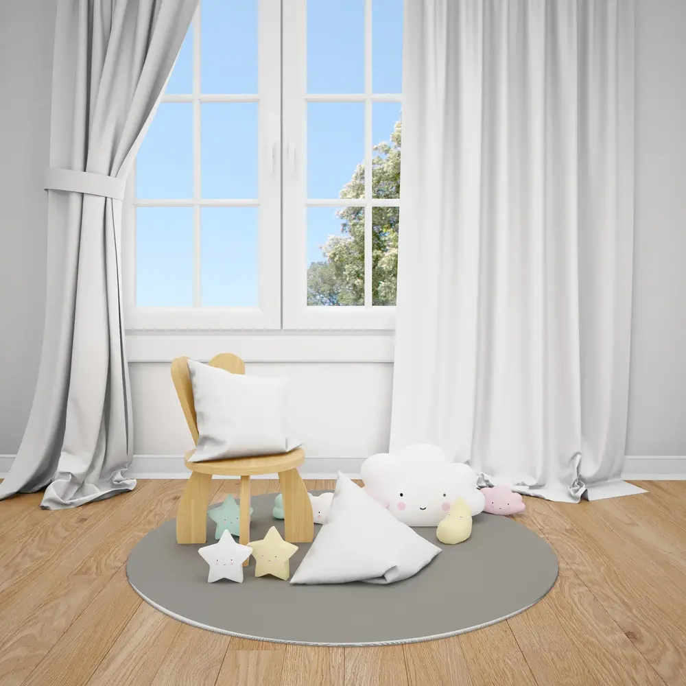 floorevents.com UNI vinyl rug round | Light Grey