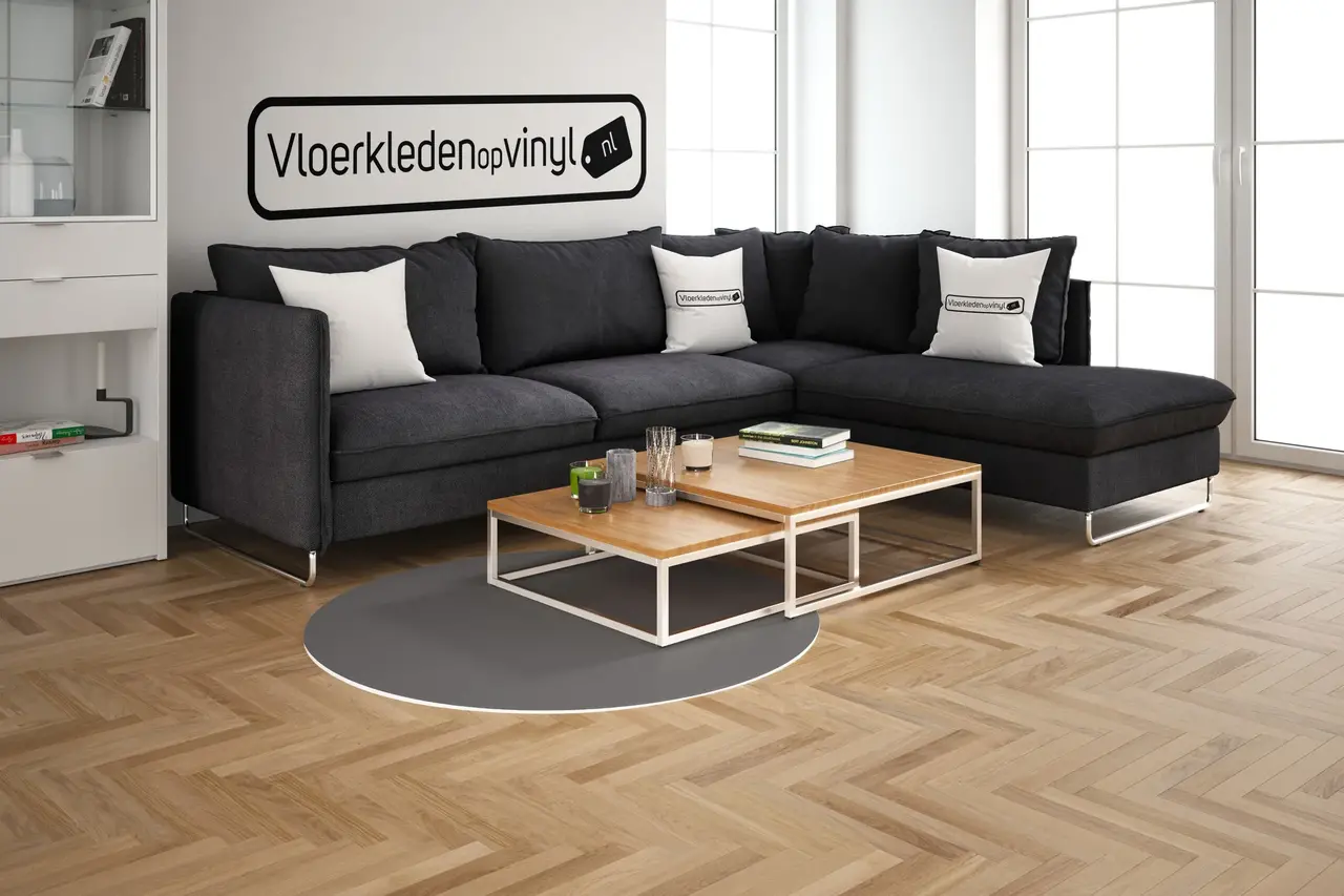 UNI kleed vinyl rond | Grijs UNI kleed vinyl rond | Grijs