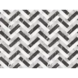 Vinyl rug | Marble herringbone - black/white Vinyl rug | Marble herringbone - black/white