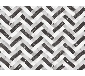Vloerkleed vinyl | Marmer visgraat - zwart/wit Vloerkleed vinyl | Marmer visgraat - zwart/wit