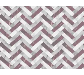 Vloerkleed vinyl | Marmer visgraat - grijs/oud roze