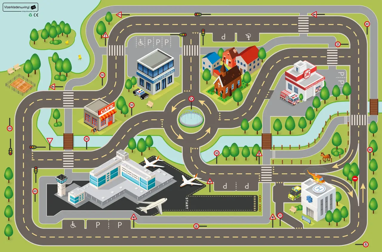 Spielteppich Vinyl | Autoteppich Stadt Spielteppich Vinyl | Autoteppich Stadt