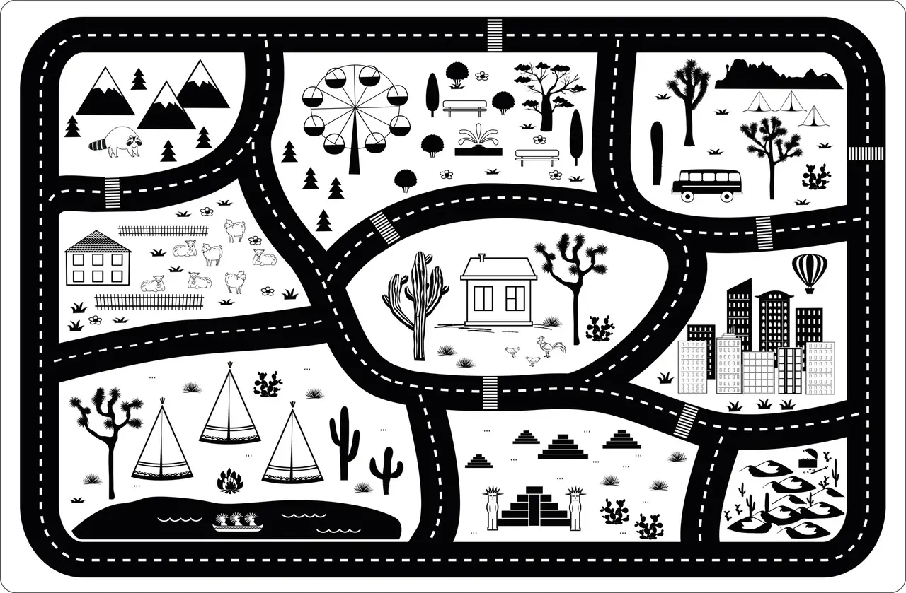 Play mat vinyl | city black/white Play mat vinyl | city black/white