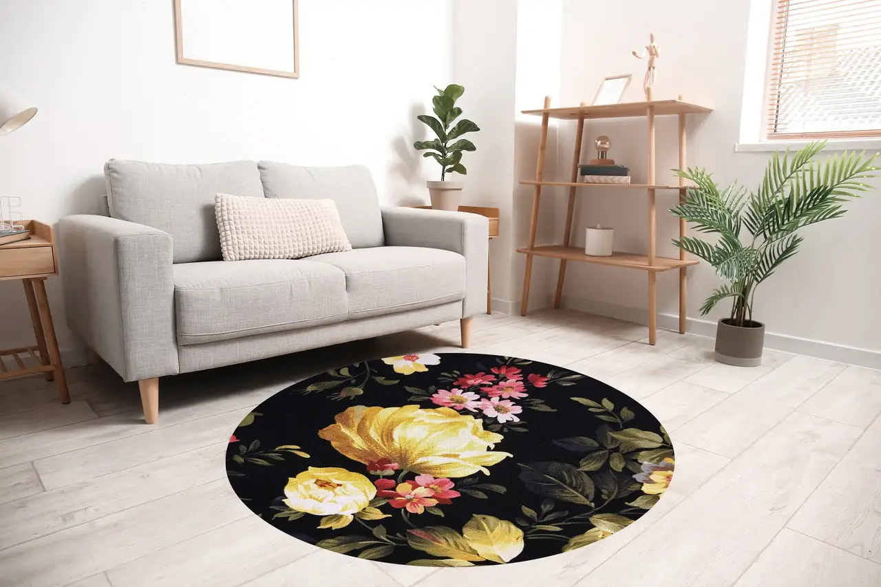 floorevents.com Round vinyl rug | Flower