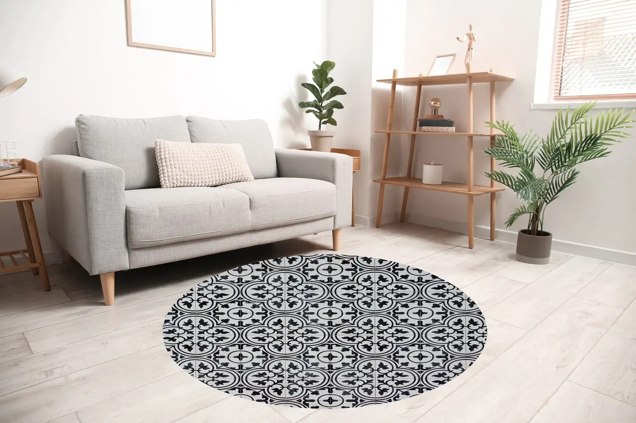Round vinyl rug | Grey Mosaic Round vinyl rug | Grey Mosaic