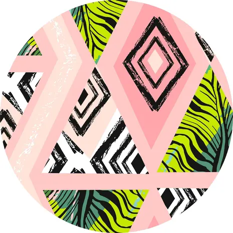 floorevents.com Vloerkleed vinyl rond|  Pink jungle