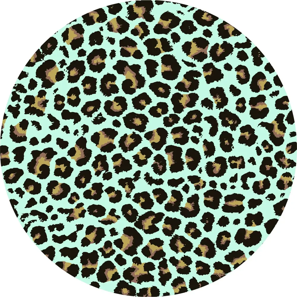 Floor rug vinyl round | Panther aqua Floor rug vinyl round | Panther aqua