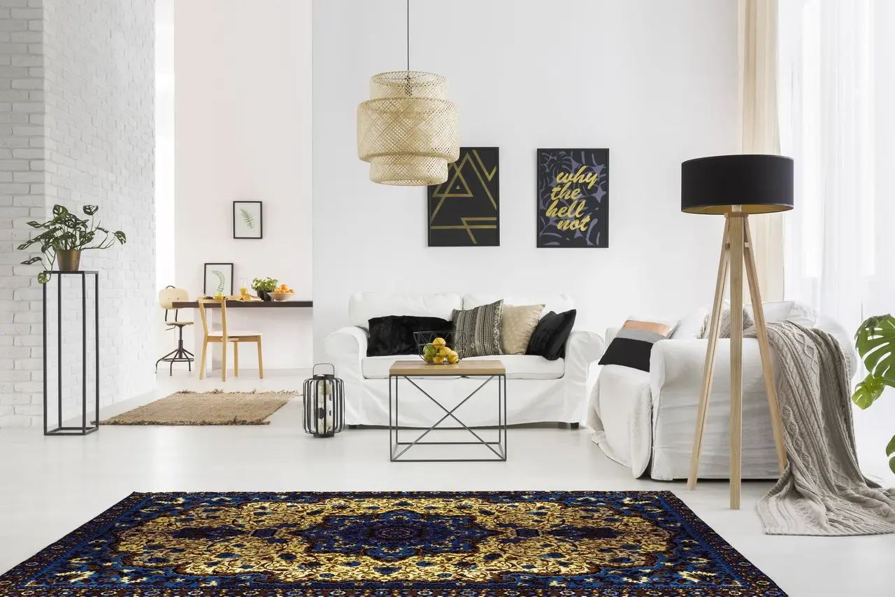 Vloerkleed vinyl | Persia Blauw/Goud Vloerkleed vinyl | Persia Blauw/Goud