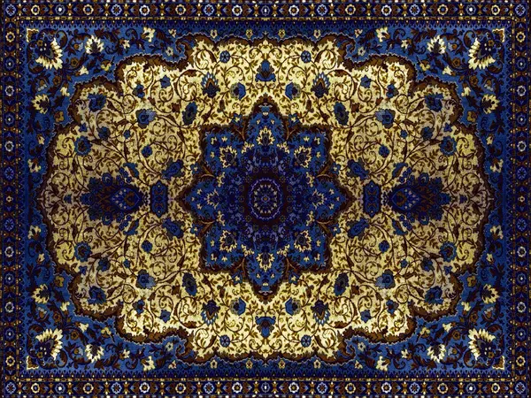 floorevents.com Vinyl rug | Persia Blue/Gold