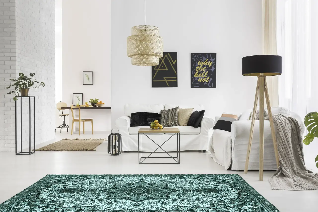 Vinyl rug | Persia Turquoise Vinyl rug | Persia Turquoise